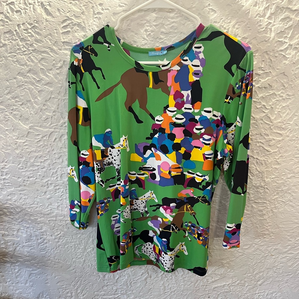 Kentucky Derby print women’s top